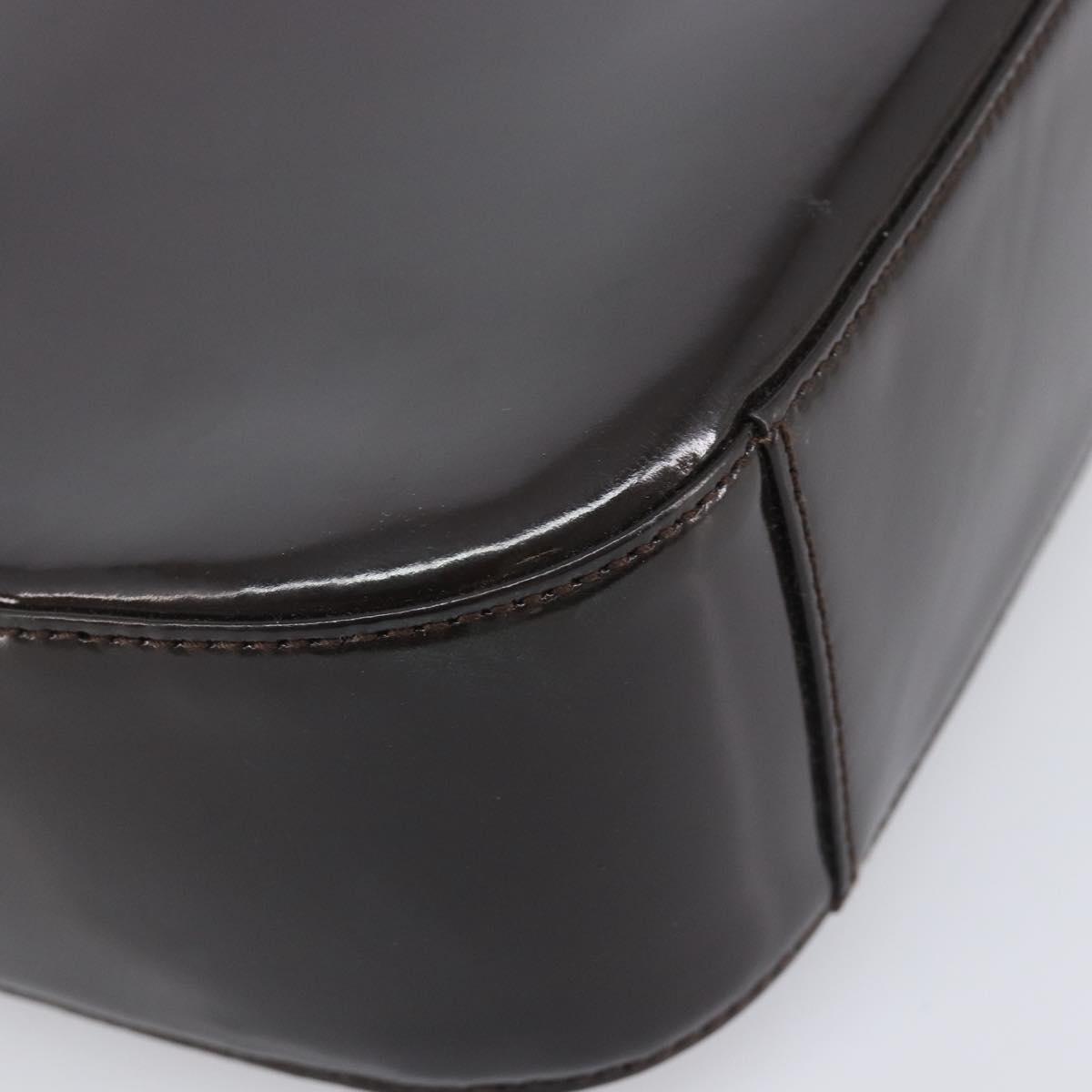 GUCCI Shoulder Bag Patent Leather Brown Silver 007 0249 Auth 211985