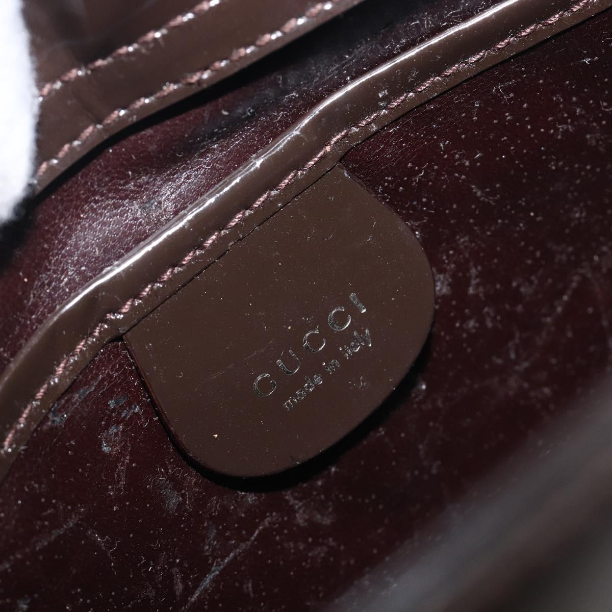 GUCCI Shoulder Bag Patent Leather Brown Silver 007 0249 Auth 211985