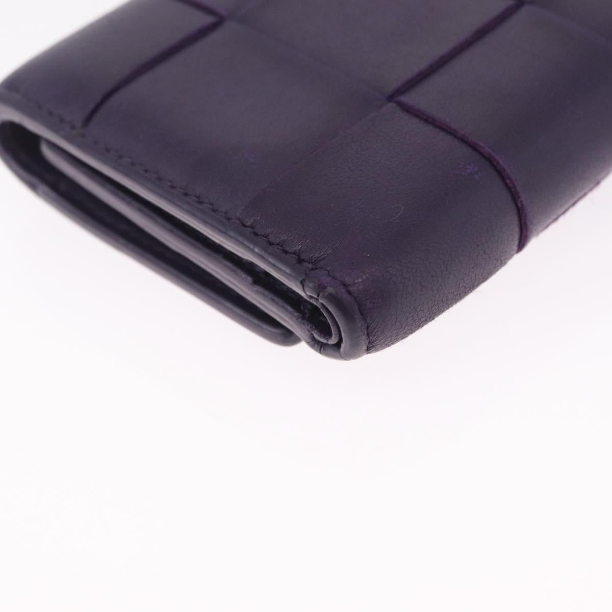 Bottega Veneta MAXI INTRECCIATO Cassette Wallet Leather Purple Gold Auth 211988A