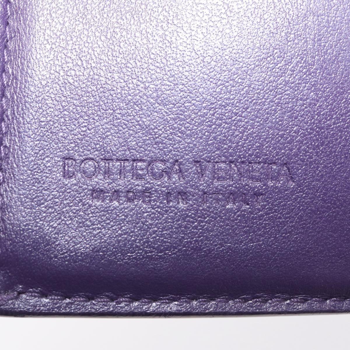 Bottega Veneta MAXI INTRECCIATO Cassette Wallet Leather Purple Gold Auth 211988A