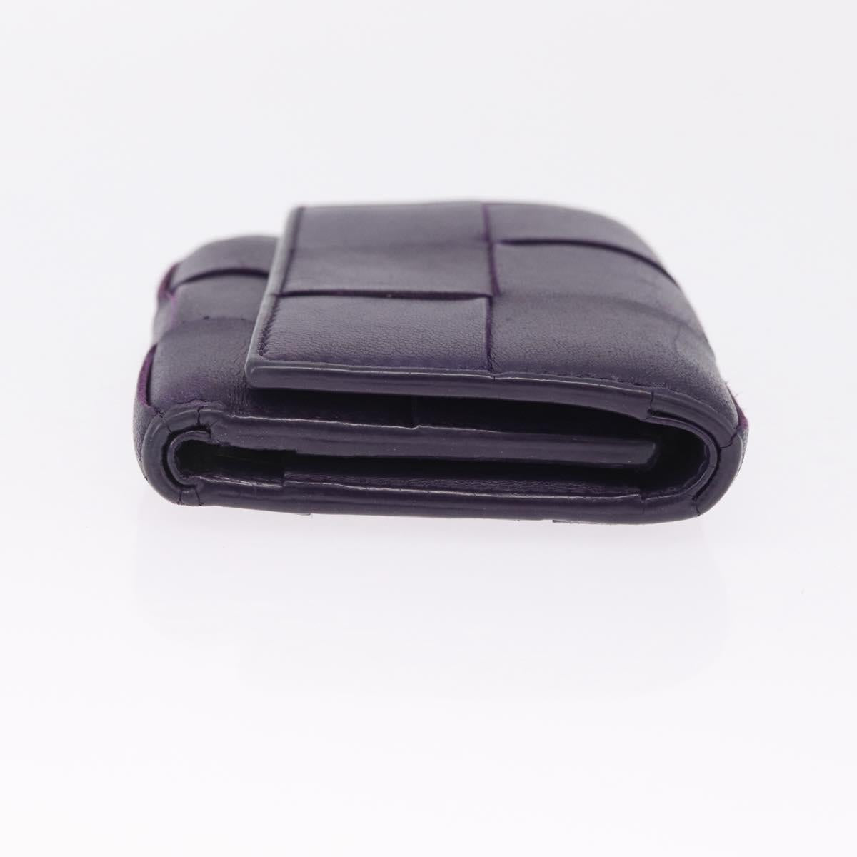 Bottega Veneta MAXI INTRECCIATO Cassette Wallet Leather Purple Gold Auth 211988A