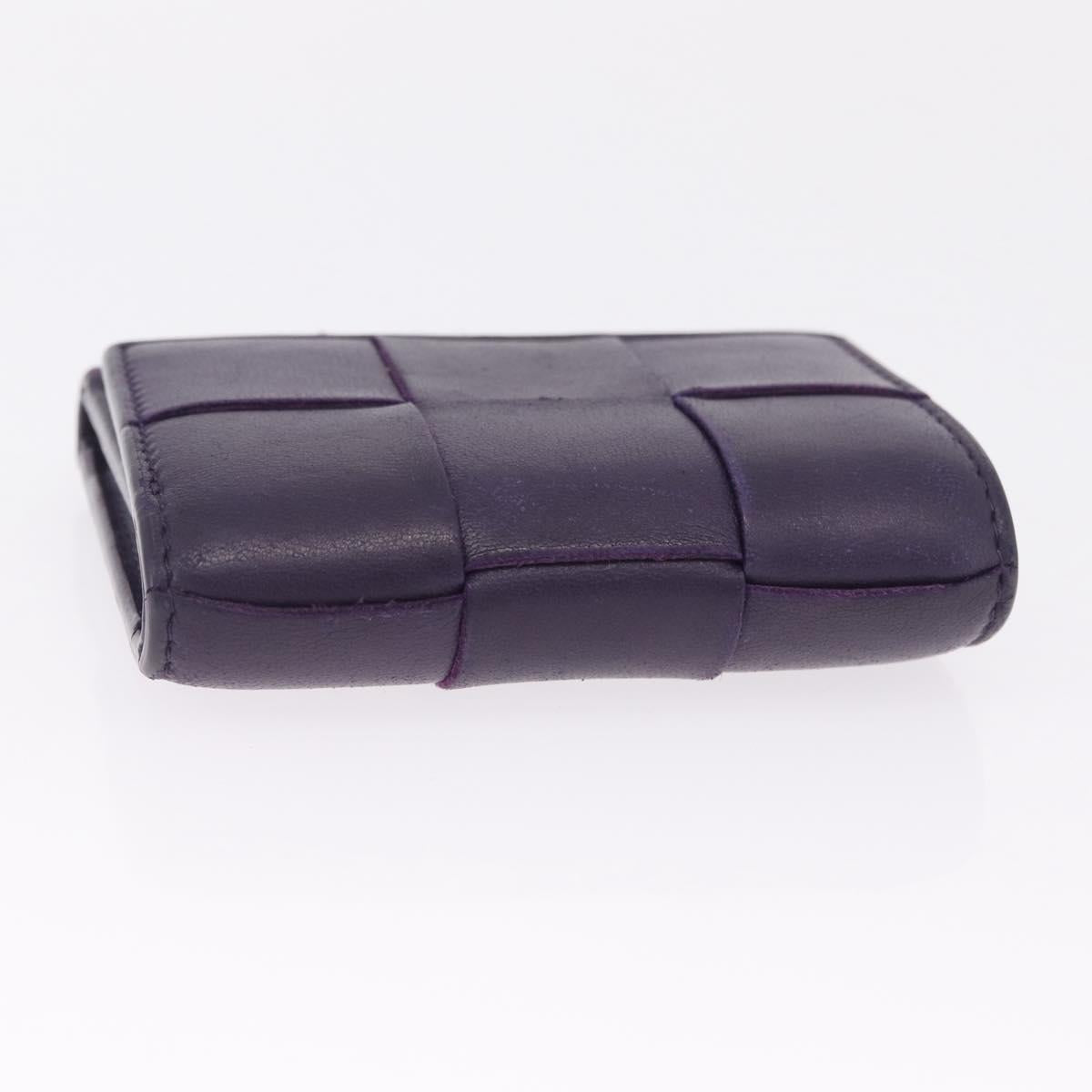 Bottega Veneta MAXI INTRECCIATO Cassette Wallet Leather Purple Gold Auth 211988A