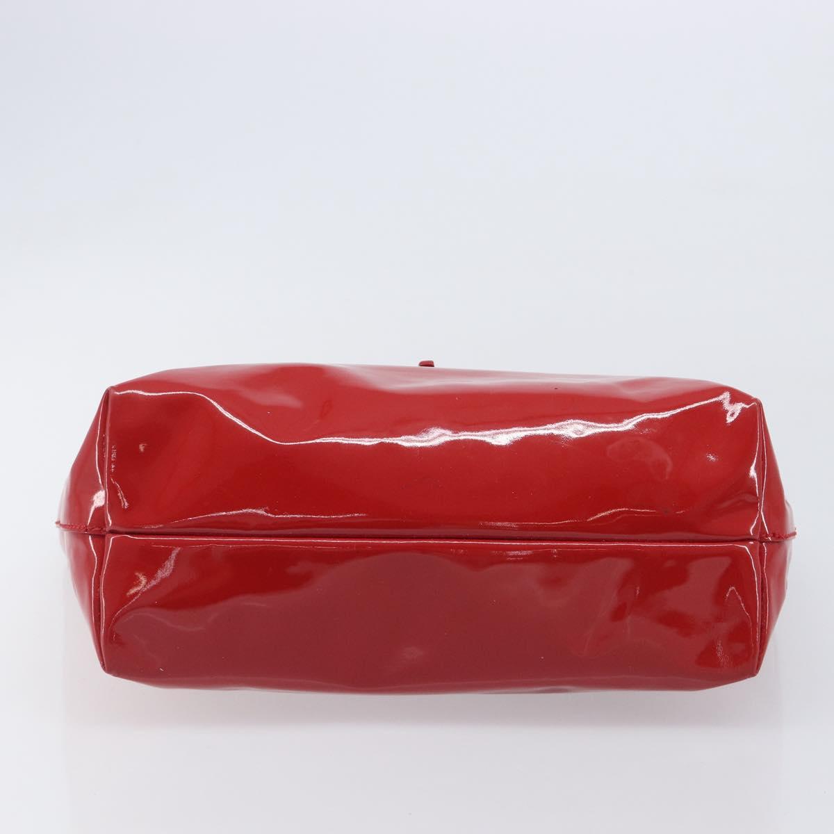 Salvatore Ferragamo Gancini Tote Bag Patent Leather Red Gold Auth 211993