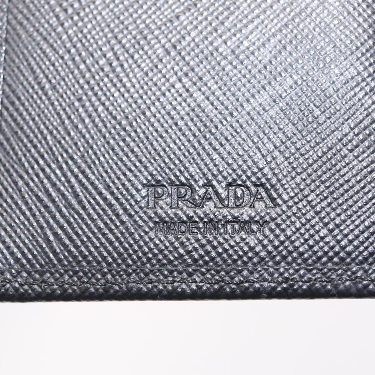 PRADA Long Wallet Safiano Leather Black Silver Auth 211994A