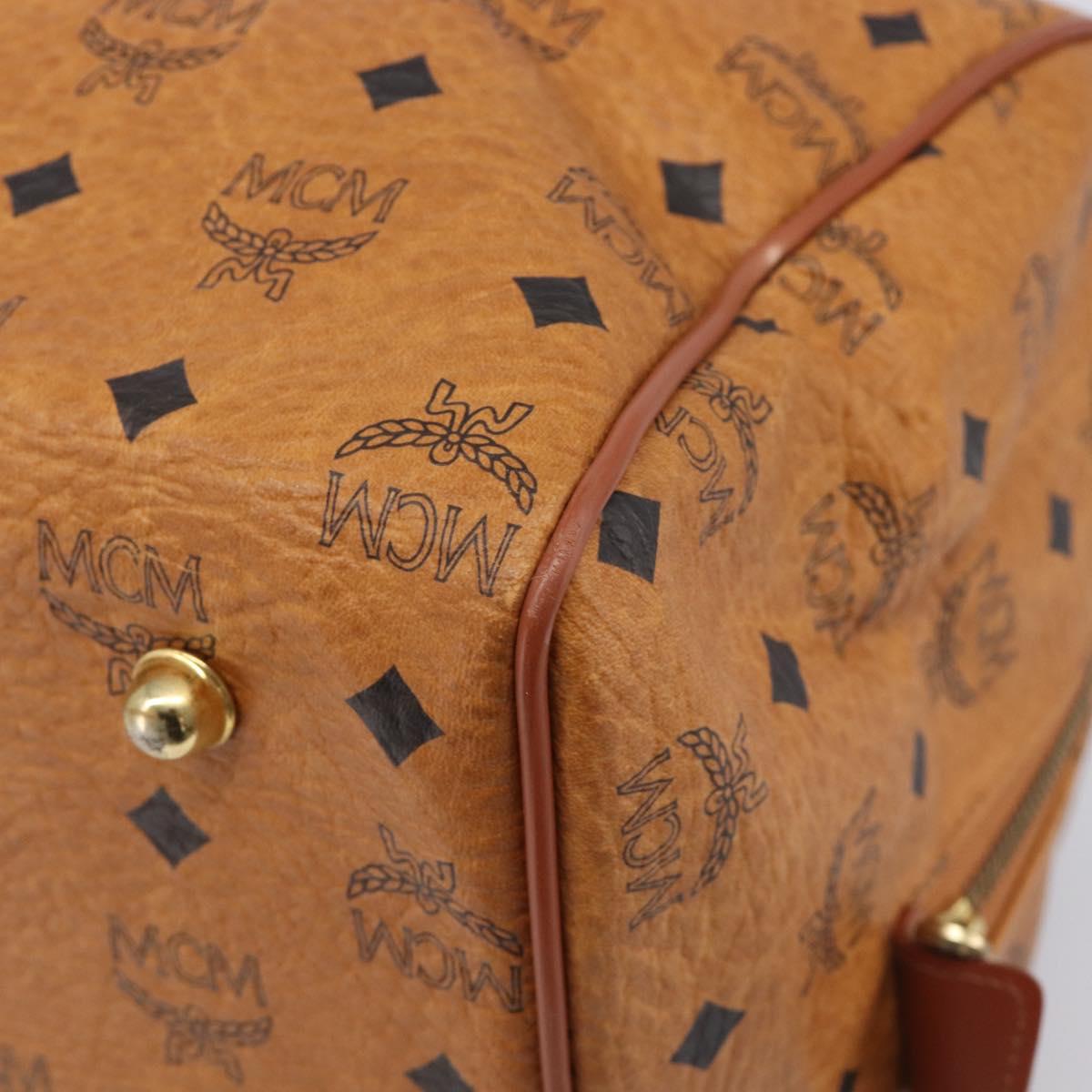 MCM Logogram Vicetos Boston Bag PVC Leather Brown Gold Auth 212001A