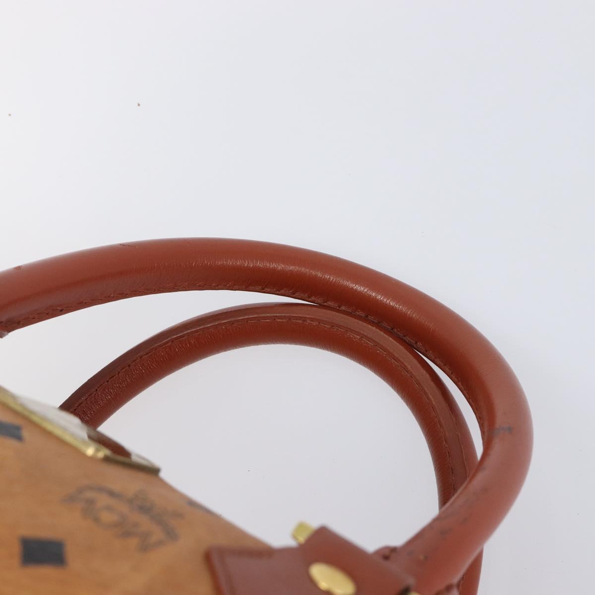 MCM Logogram Vicetos Boston Bag PVC Leather Brown Gold Auth 212001A