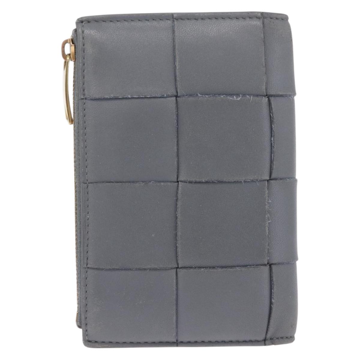 Bottega Veneta MAXI INTRECCIATO Small Cassette Wallet Leather Gray Auth 212005A