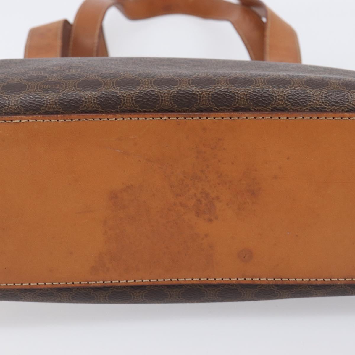 CELINE Macadam Canvas Shoulder Bag PVC Leather Brown Gold Auth 212007A