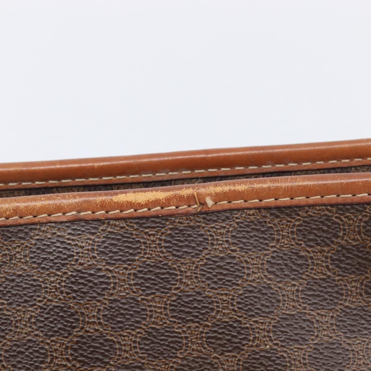 CELINE Macadam Canvas Shoulder Bag PVC Leather Brown Gold Auth 212007A