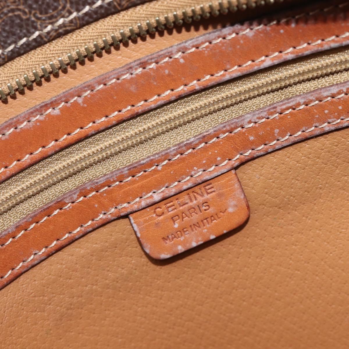 CELINE Macadam Canvas Shoulder Bag PVC Leather Brown Gold Auth 212007A