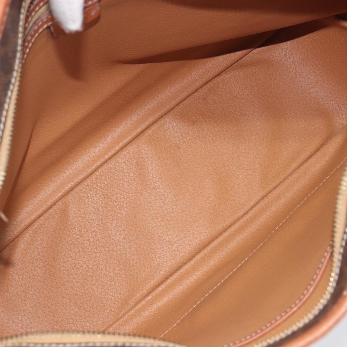 CELINE Macadam Canvas Shoulder Bag PVC Leather Brown Gold Auth 212007A