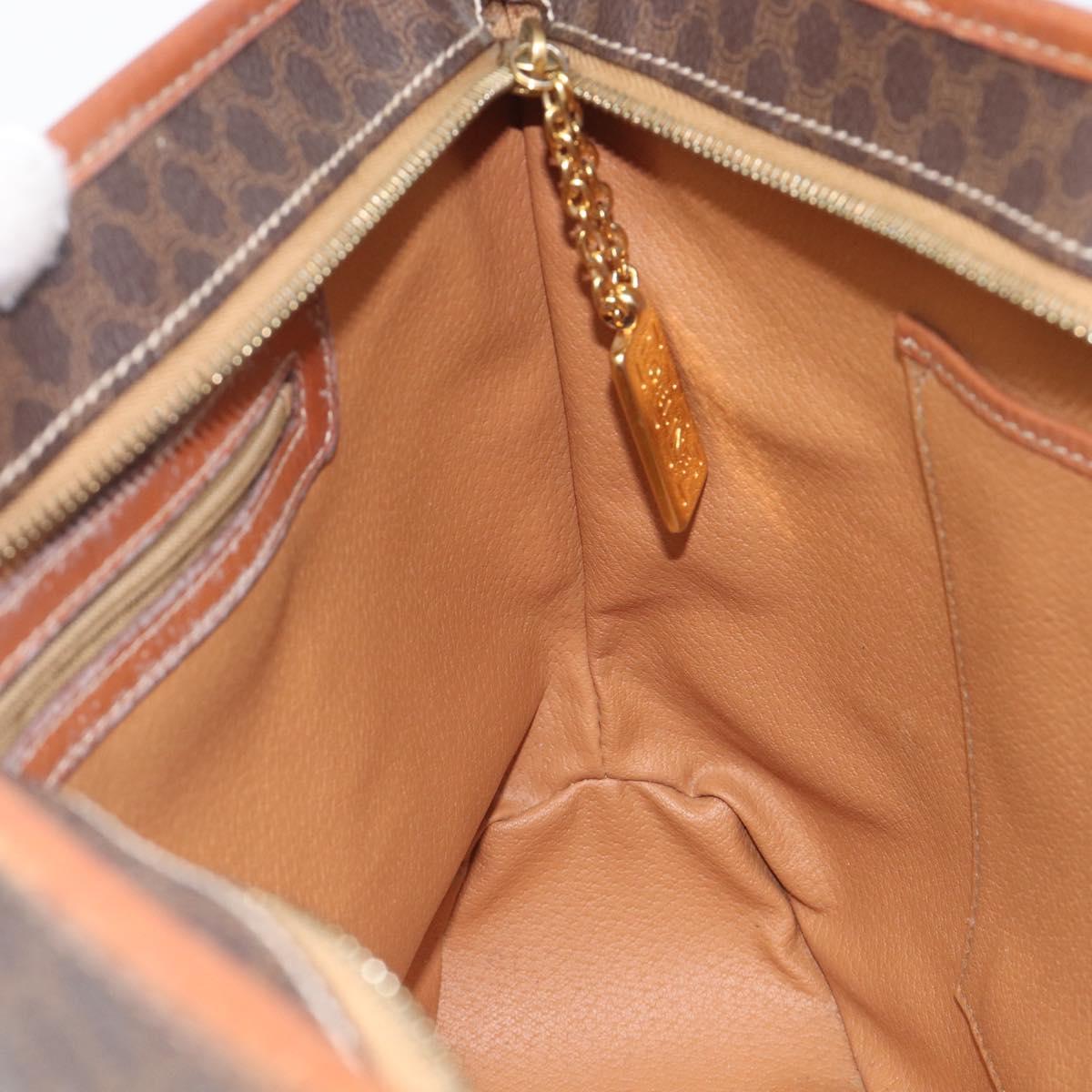 CELINE Macadam Canvas Shoulder Bag PVC Leather Brown Gold Auth 212007A