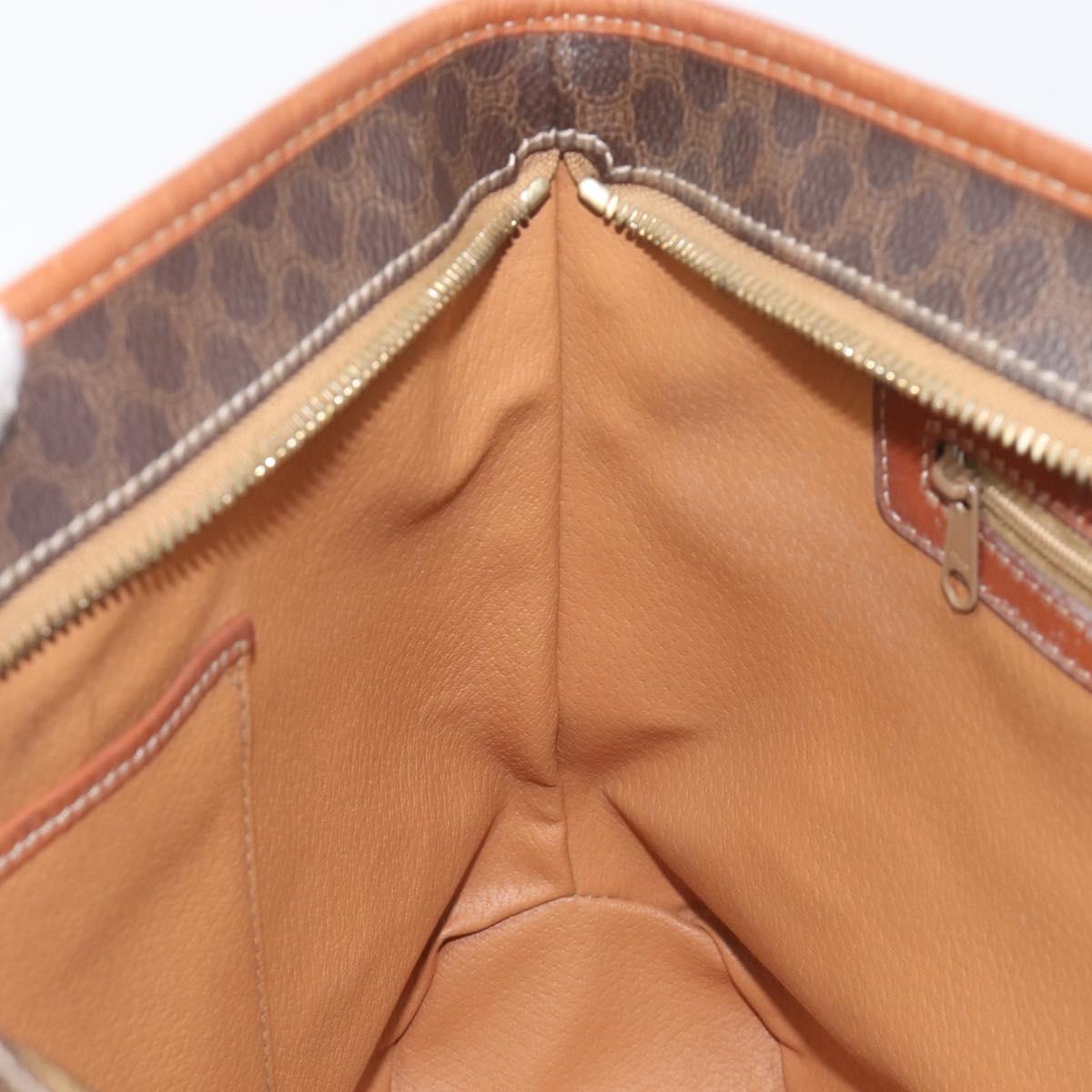 CELINE Macadam Canvas Shoulder Bag PVC Leather Brown Gold Auth 212007A