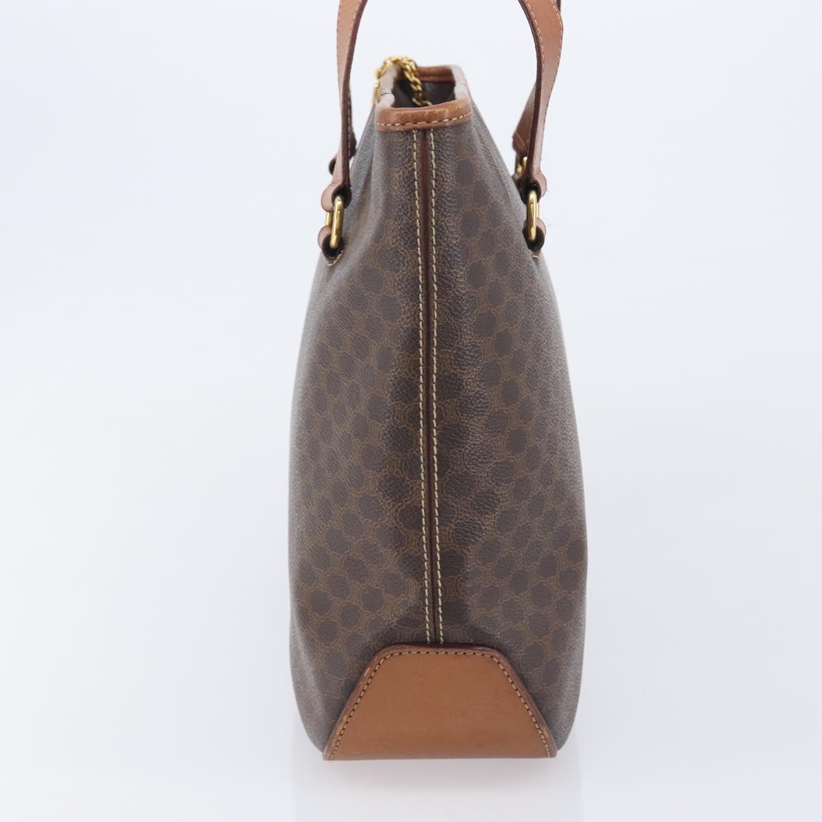 CELINE Macadam Canvas Shoulder Bag PVC Leather Brown Gold Auth 212007A