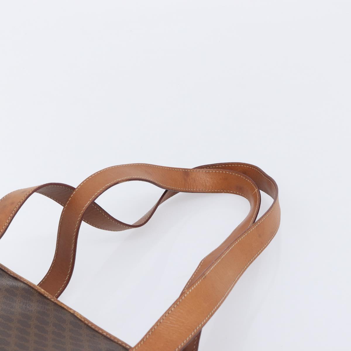 CELINE Macadam Canvas Shoulder Bag PVC Leather Brown Gold Auth 212007A