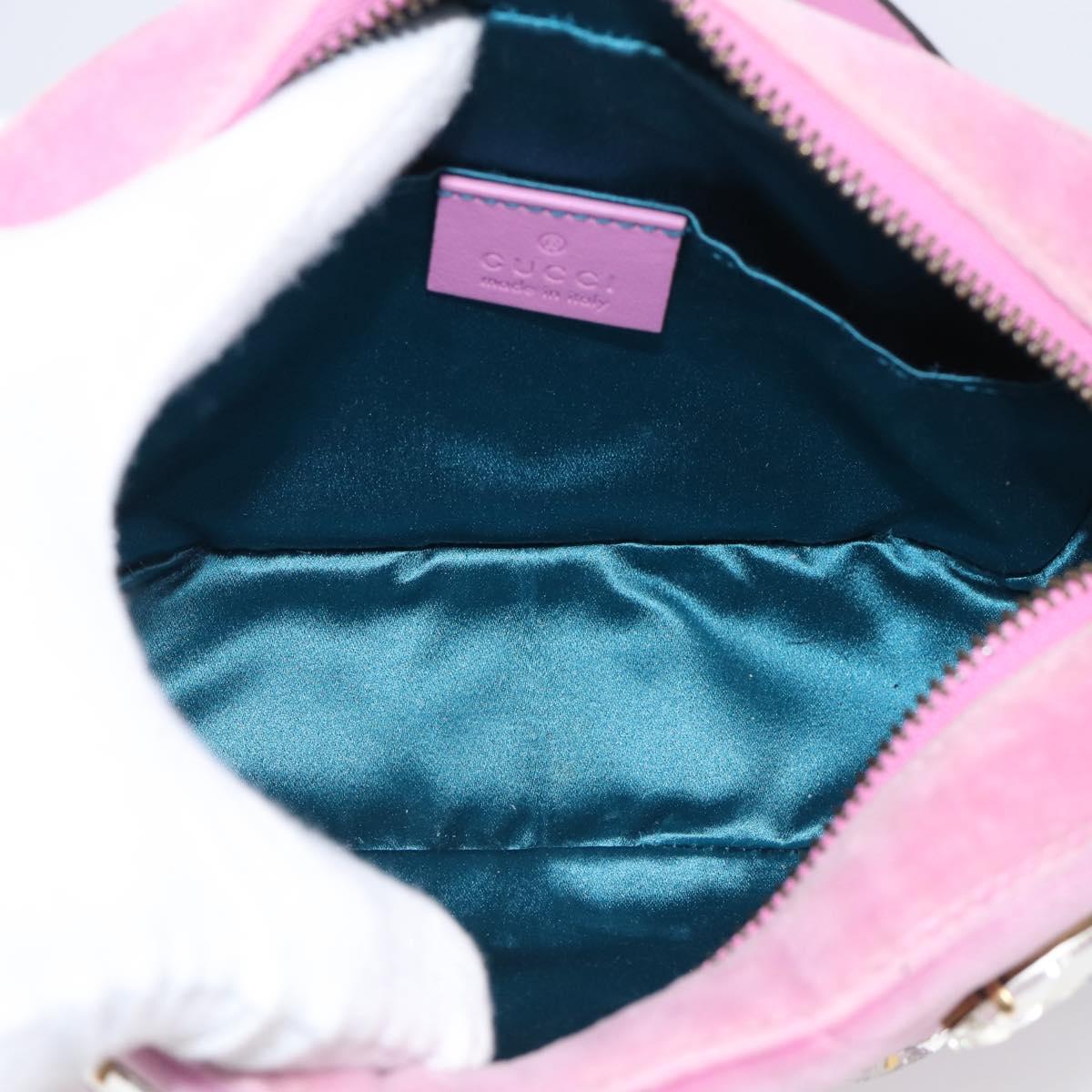 GUCCI GG Marmont Crystal Chain Shoulder Bag Velor Pink Gold 448065 Auth 212011V