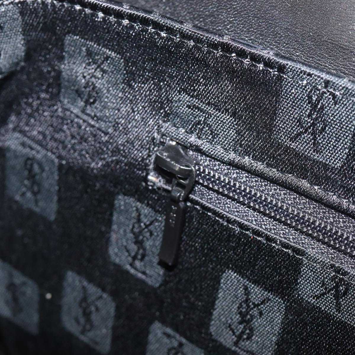 Saint Laurent Hand Bag Embossed Leather Black Gold Auth 212012V