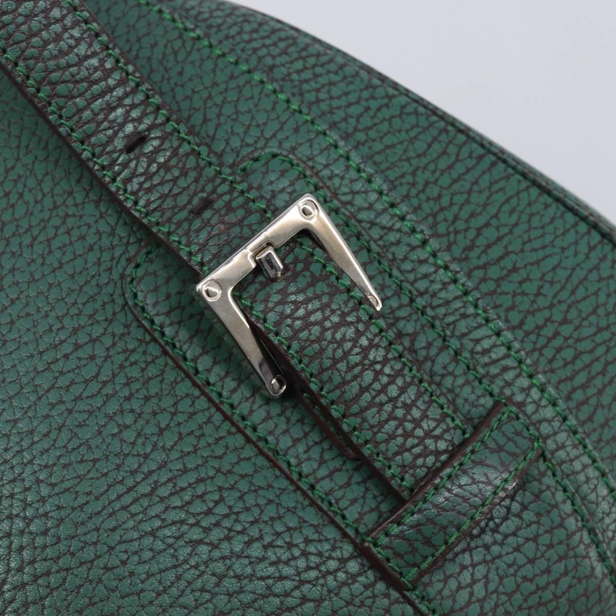LOEWE Sender Hand Bag Leather Green Silver Auth 212014V