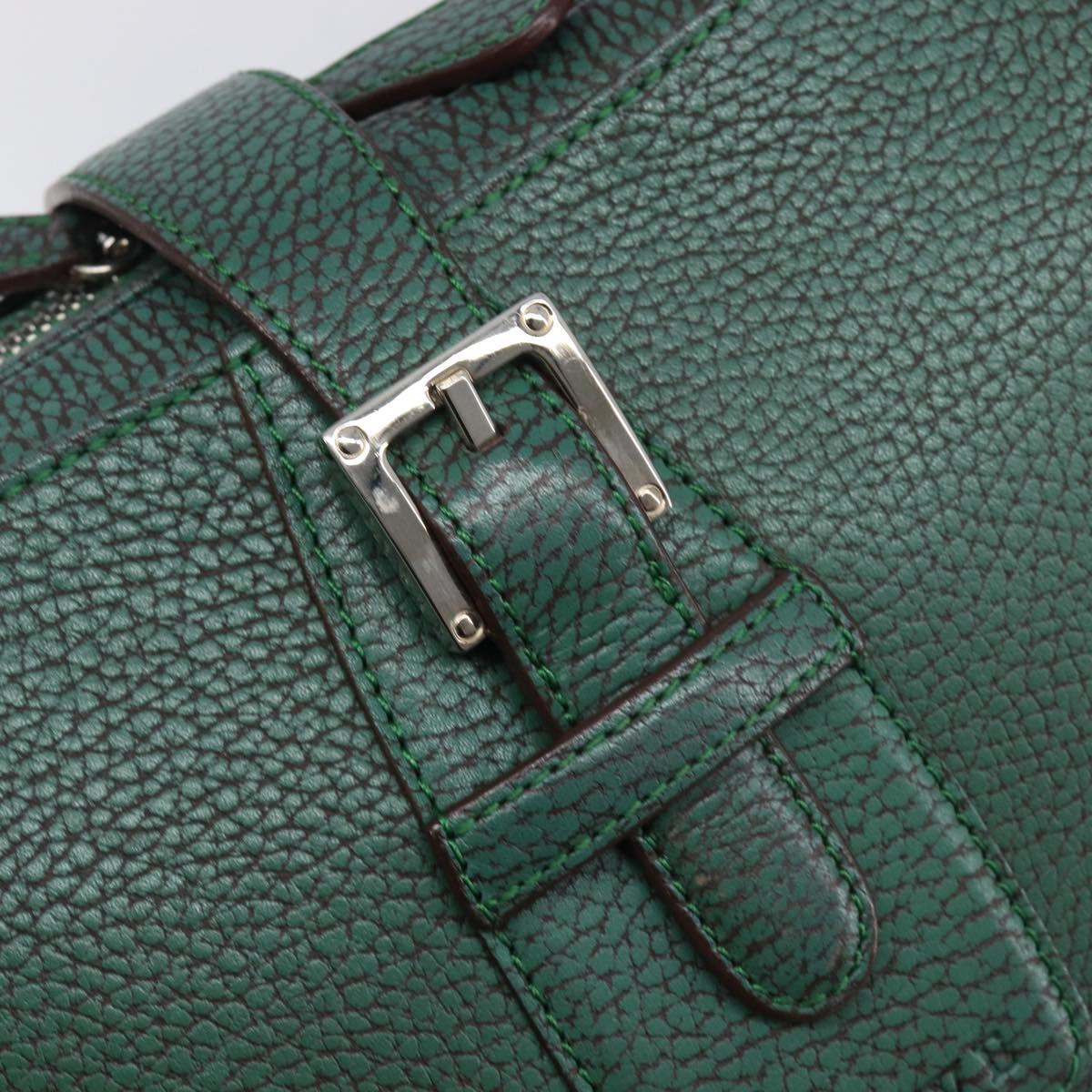 LOEWE Sender Hand Bag Leather Green Silver Auth 212014V