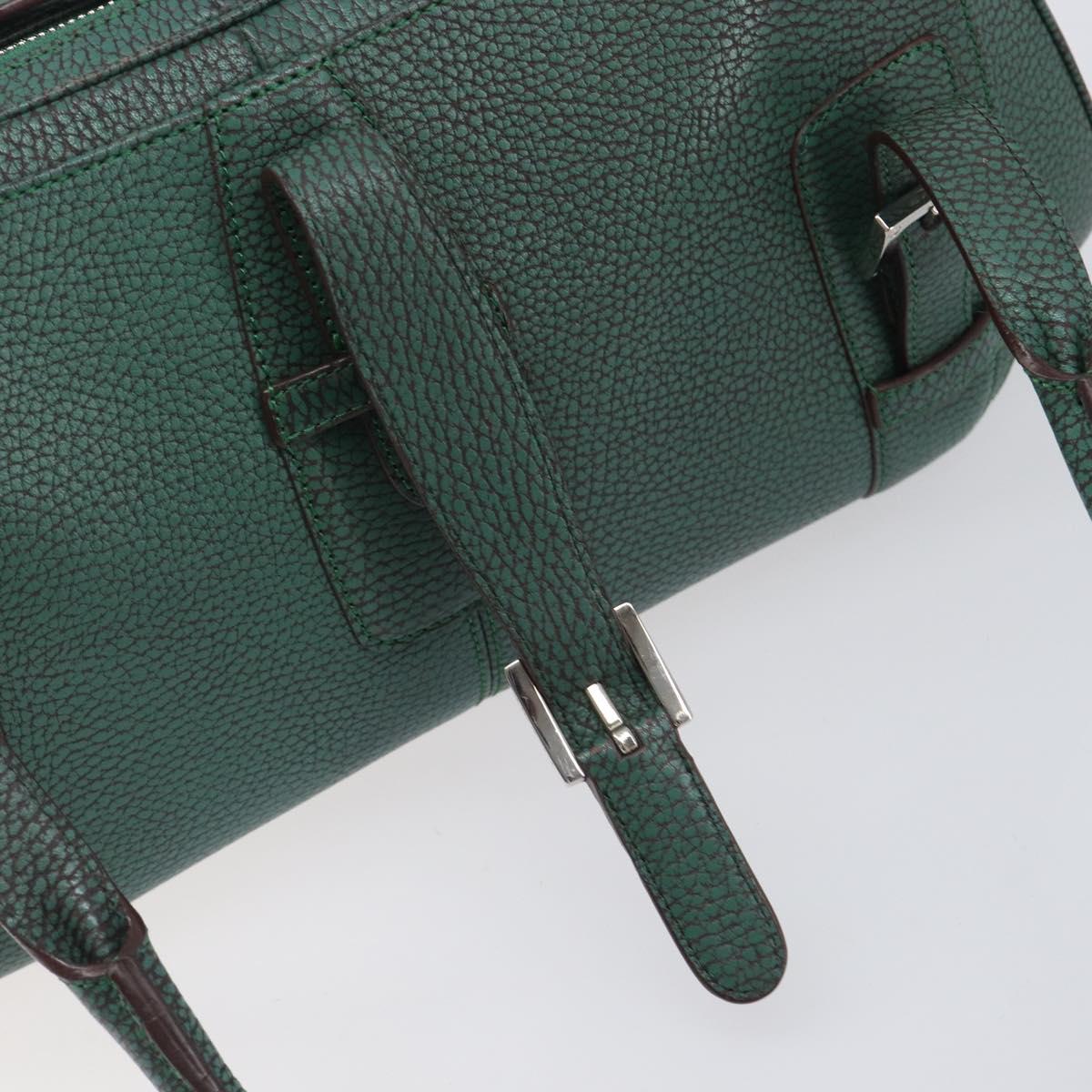 LOEWE Sender Hand Bag Leather Green Silver Auth 212014V