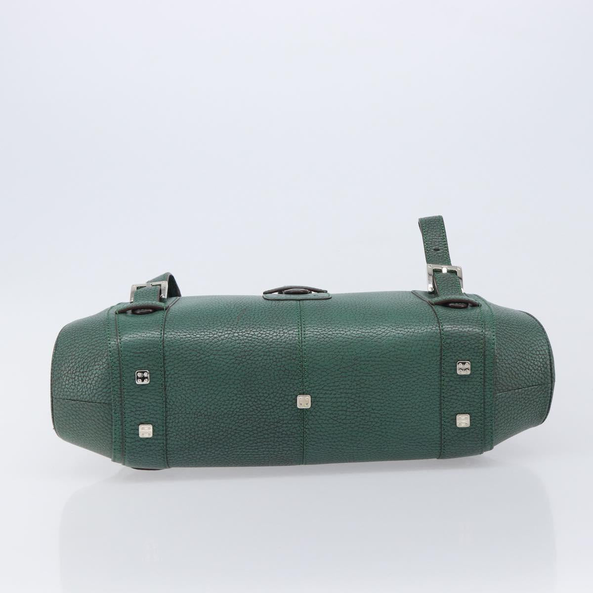LOEWE Sender Hand Bag Leather Green Silver Auth 212014V