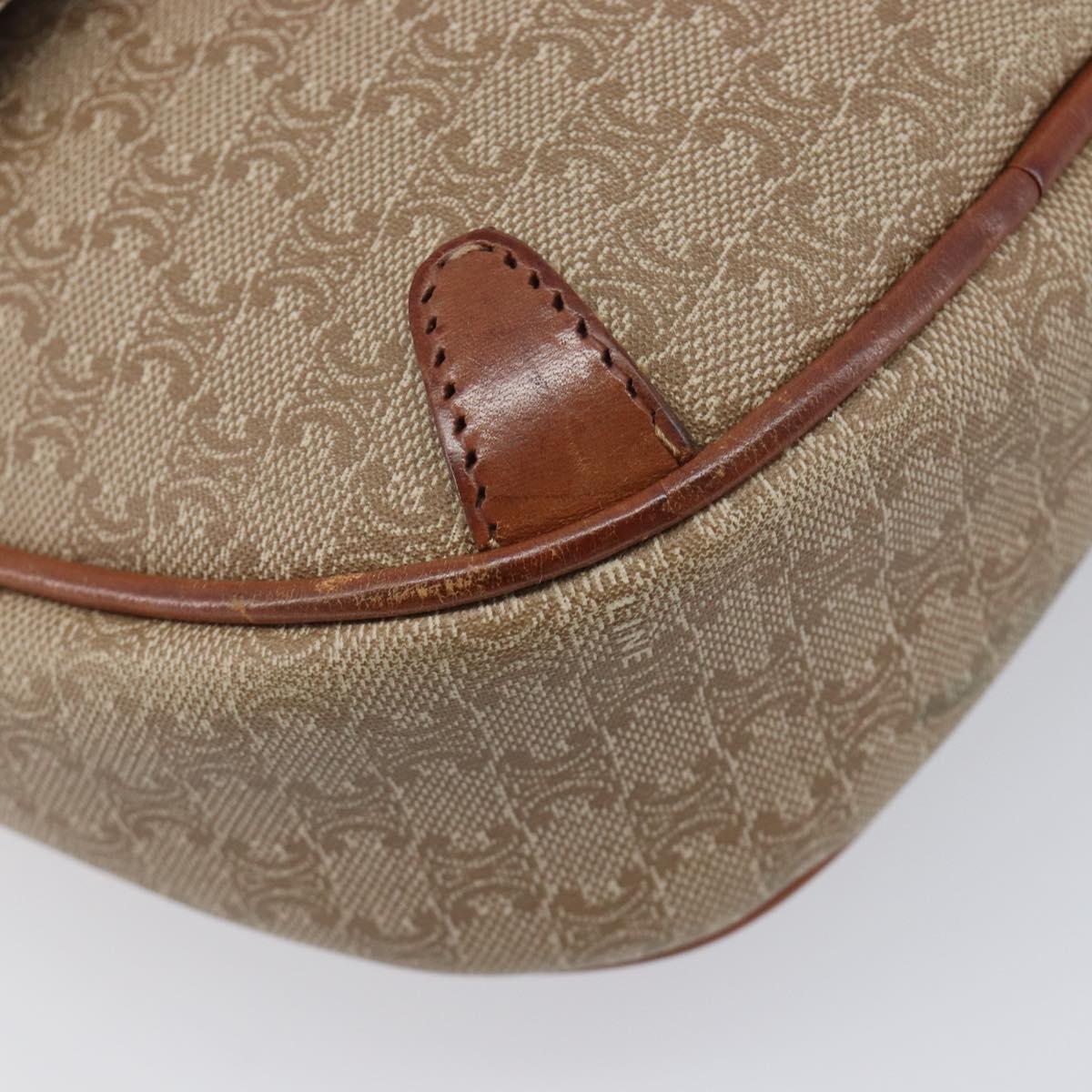 CELINE Macadam Canvas Shoulder Bag PVC Beige Gold Auth 212015