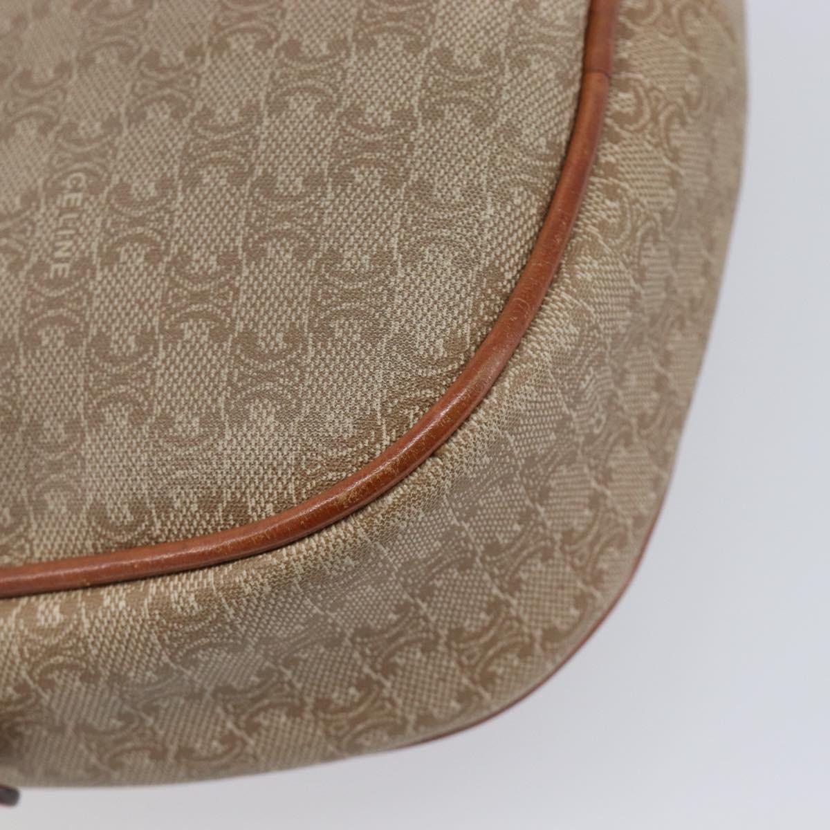 CELINE Macadam Canvas Shoulder Bag PVC Beige Gold Auth 212015