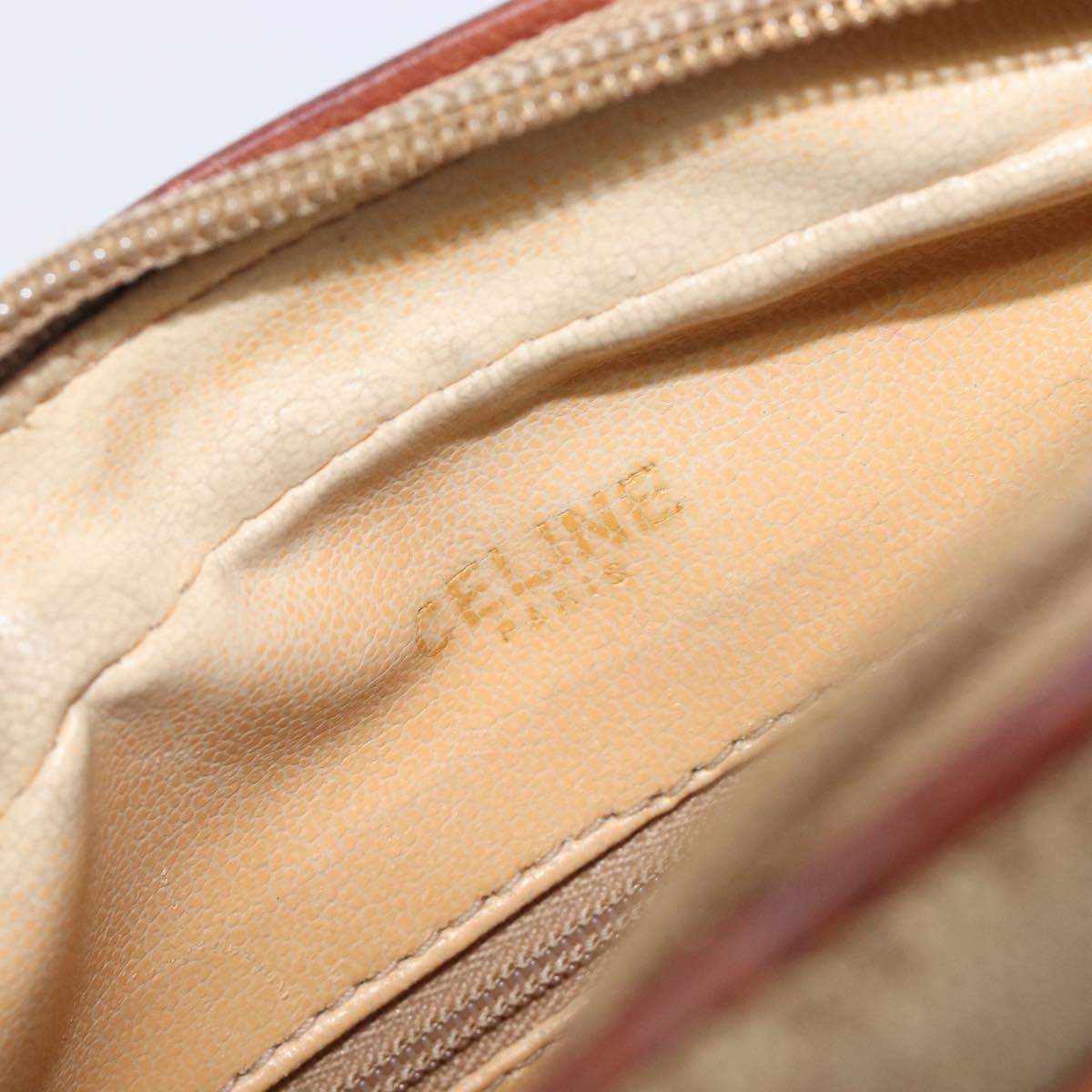 CELINE Macadam Canvas Shoulder Bag PVC Beige Gold Auth 212015