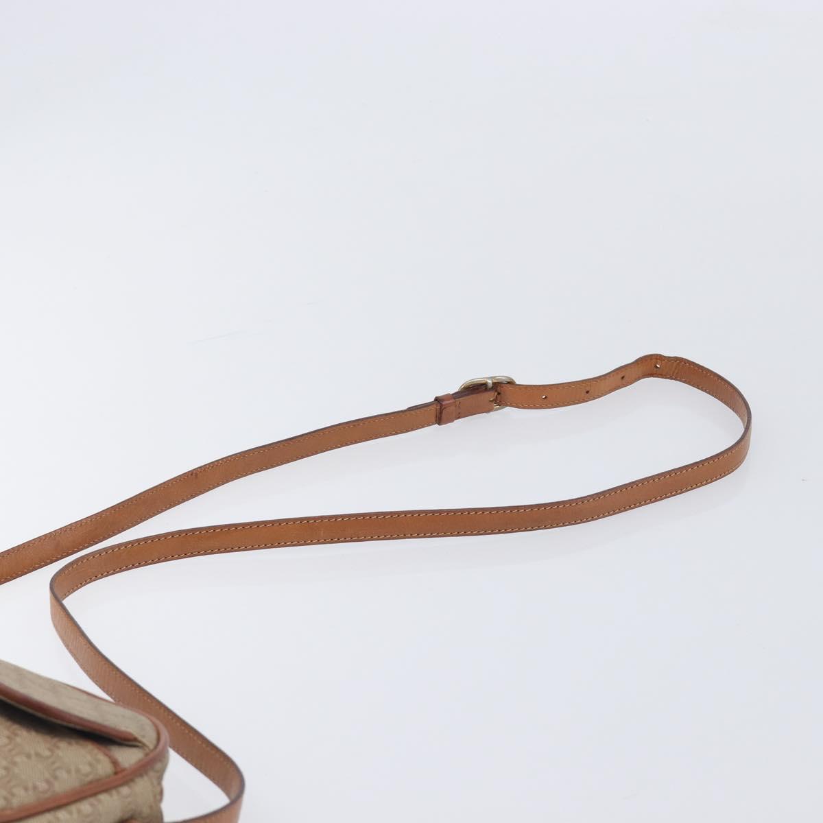 CELINE Macadam Canvas Shoulder Bag PVC Beige Gold Auth 212015