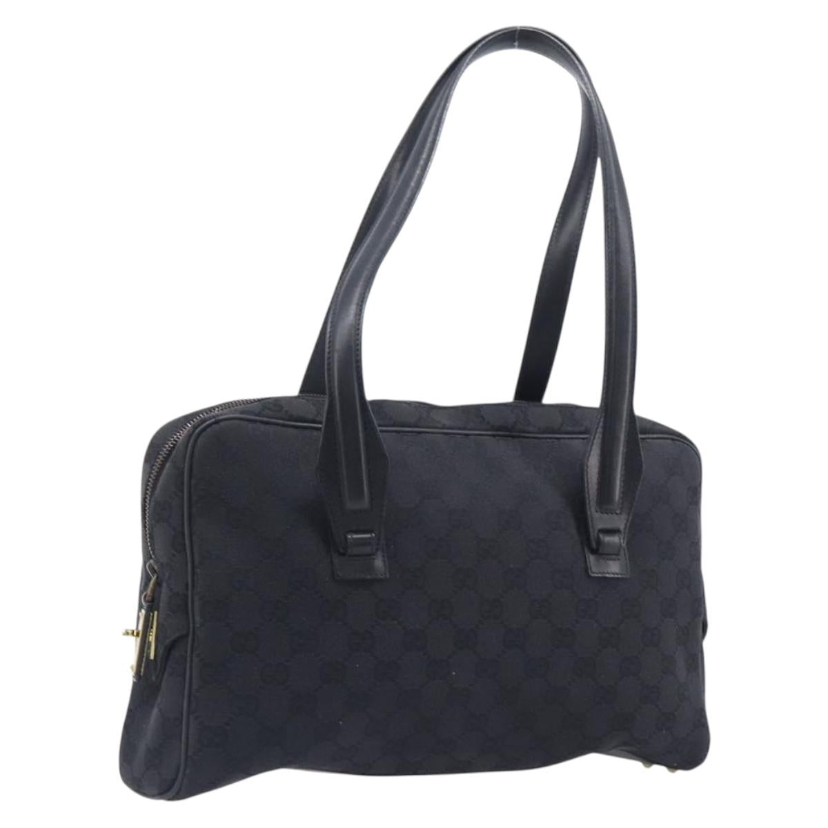 GUCCI GG Canvas Shoulder Bag Black Gold 90674 Auth 212019V