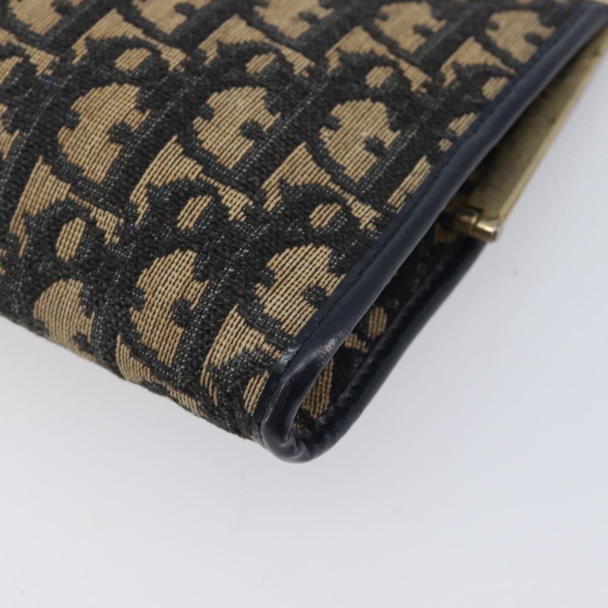 Christian Dior Trotter Canvas Clutch Bag Navy Gold Auth 212020