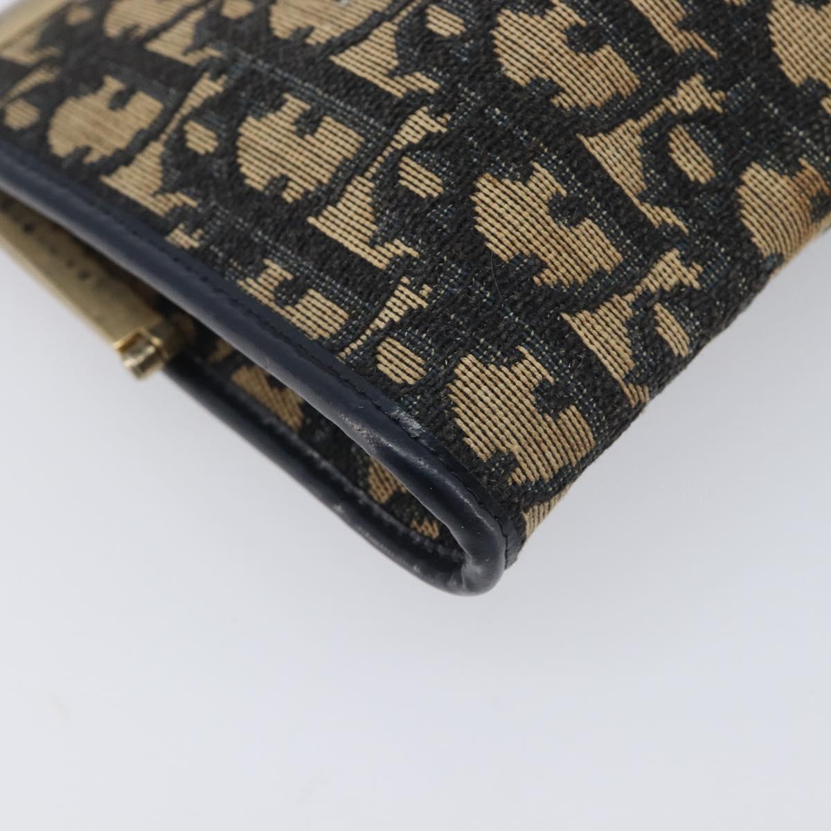 Christian Dior Trotter Canvas Clutch Bag Navy Gold Auth 212020