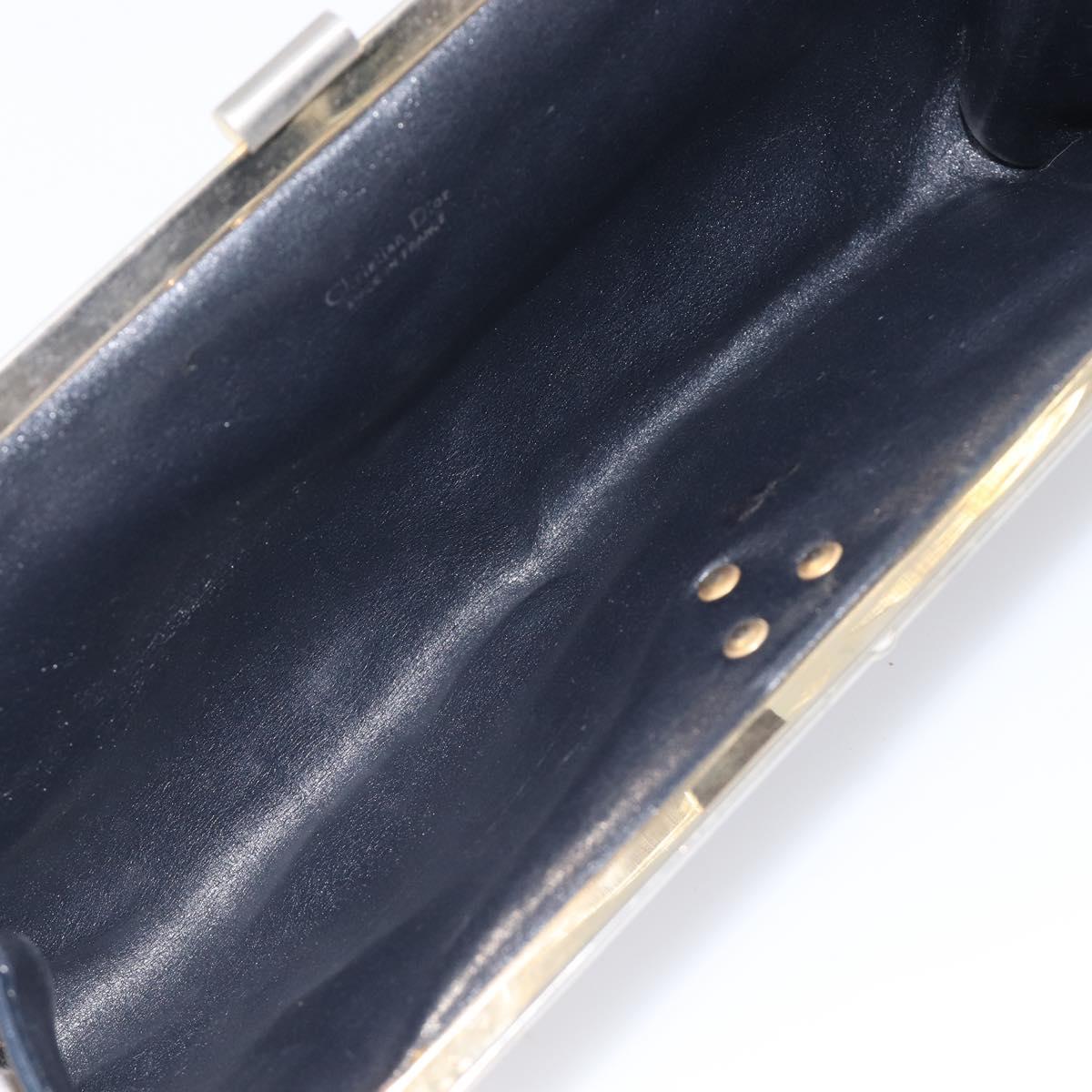 Christian Dior Trotter Canvas Clutch Bag Navy Gold Auth 212020