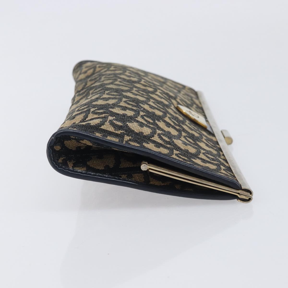 Christian Dior Trotter Canvas Clutch Bag Navy Gold Auth 212020