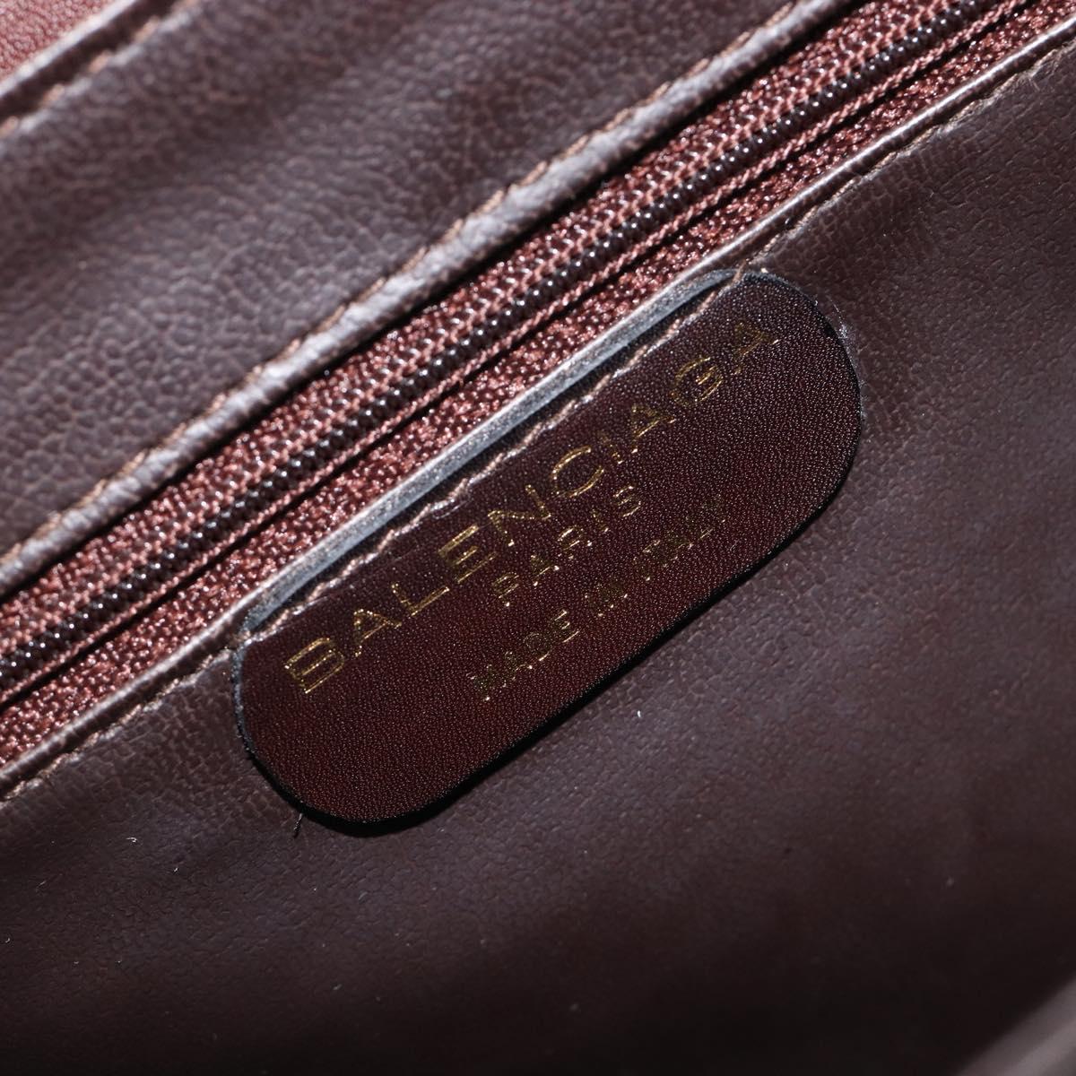 Balenciaga Shoulder Bag Leather Brown Gold Auth 212021A