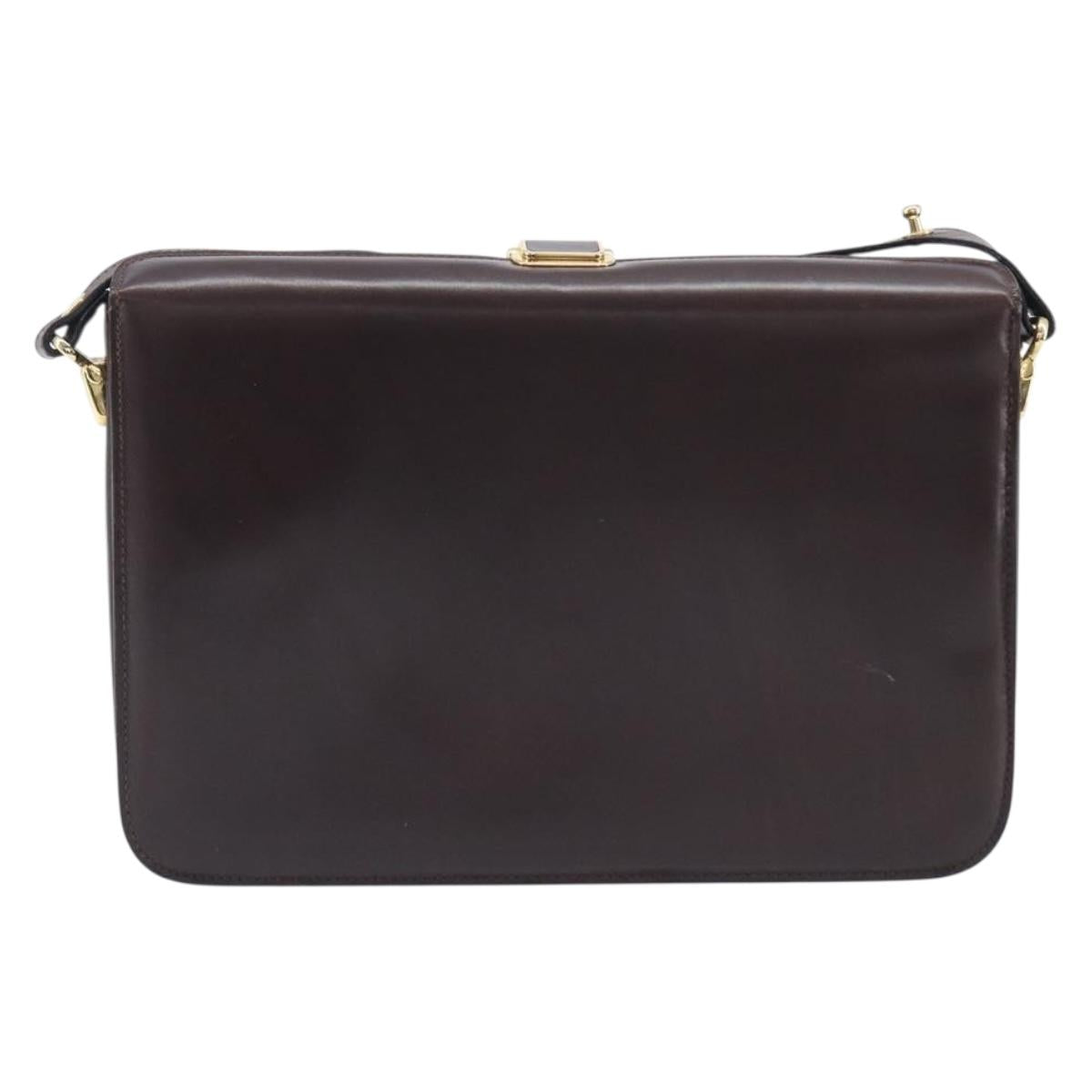 Balenciaga Shoulder Bag Leather Brown Gold Auth 212021A