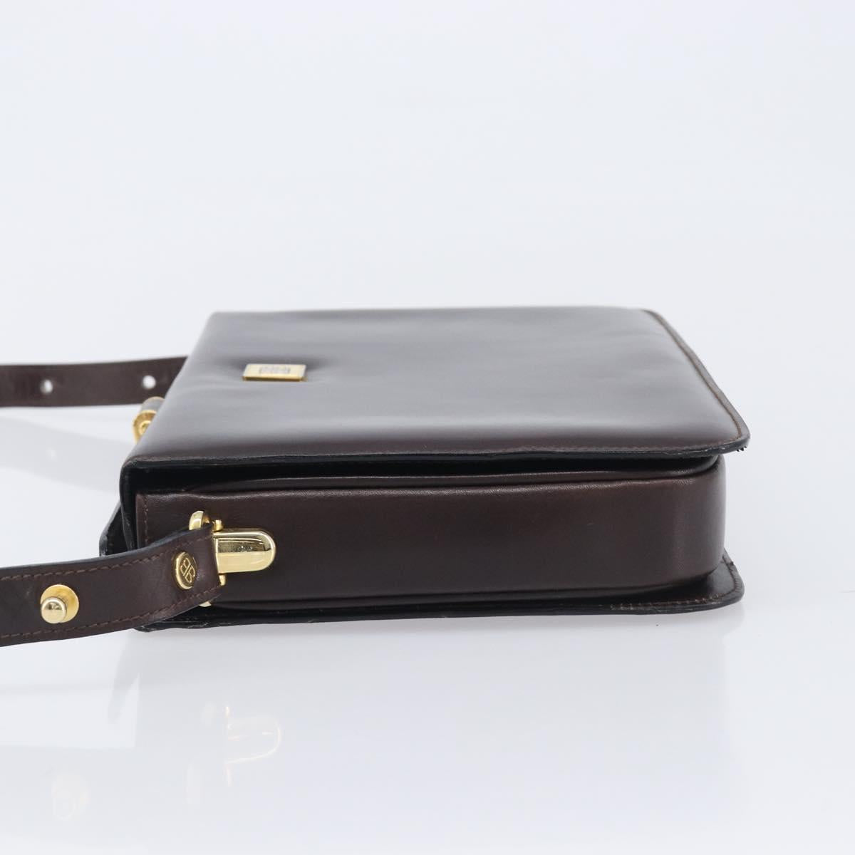 Balenciaga Shoulder Bag Leather Brown Gold Auth 212021A