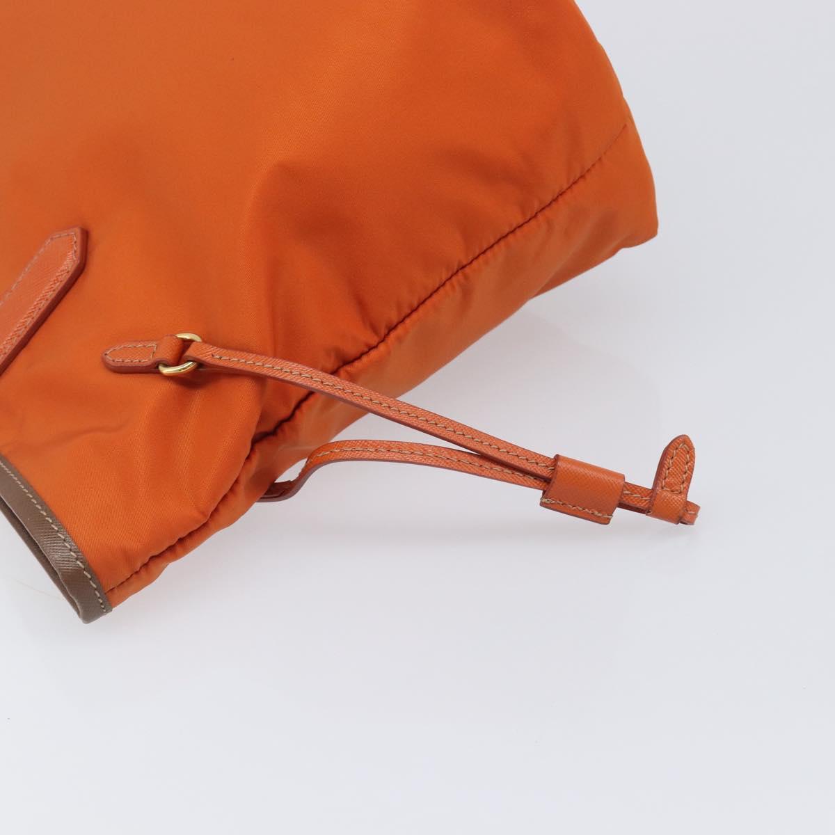 PRADA Tote Bag Nylon Orange Gold Auth 212022V