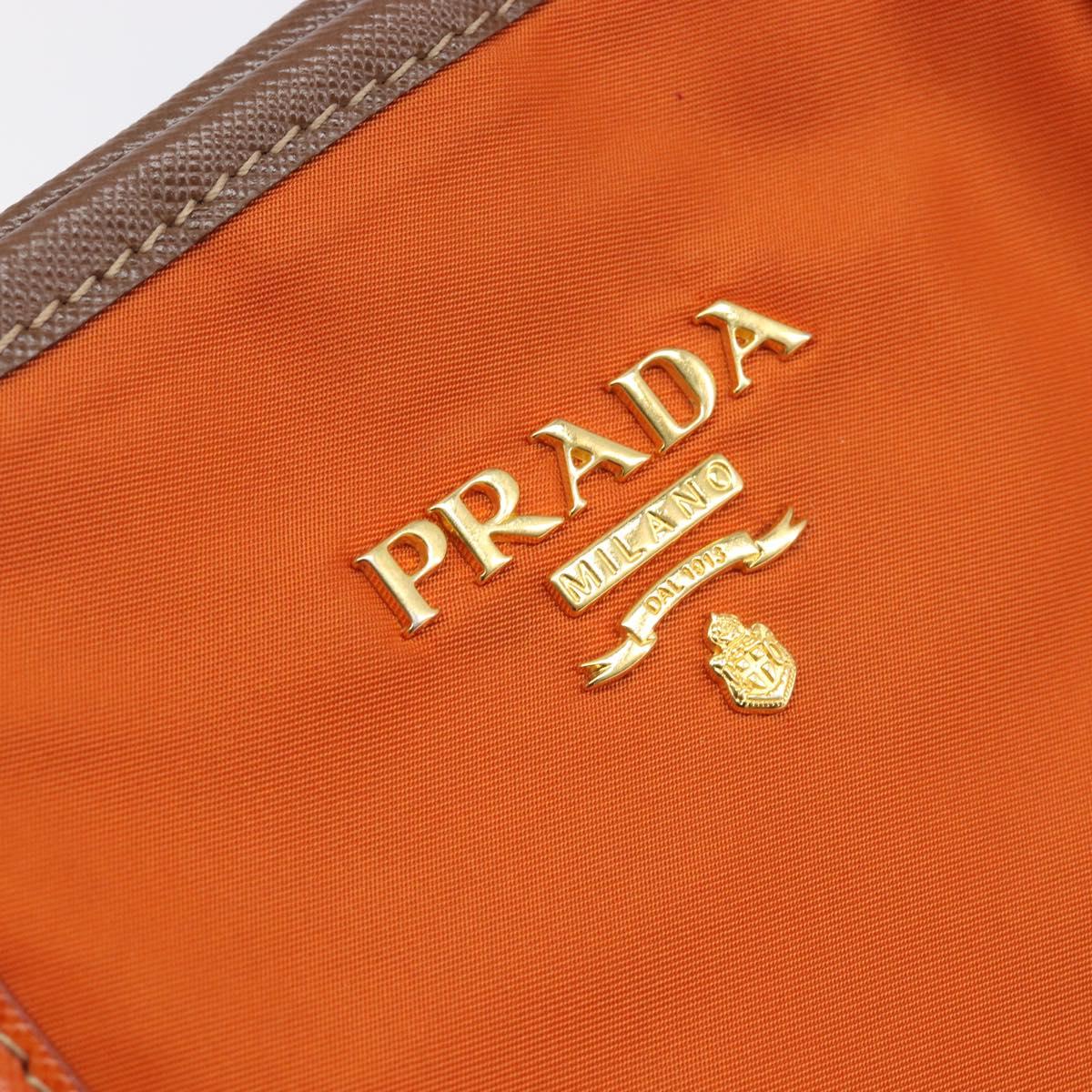 PRADA Tote Bag Nylon Orange Gold Auth 212022V