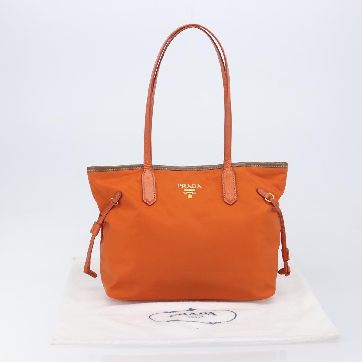 PRADA Tote Bag Nylon Orange Gold Auth 212022V