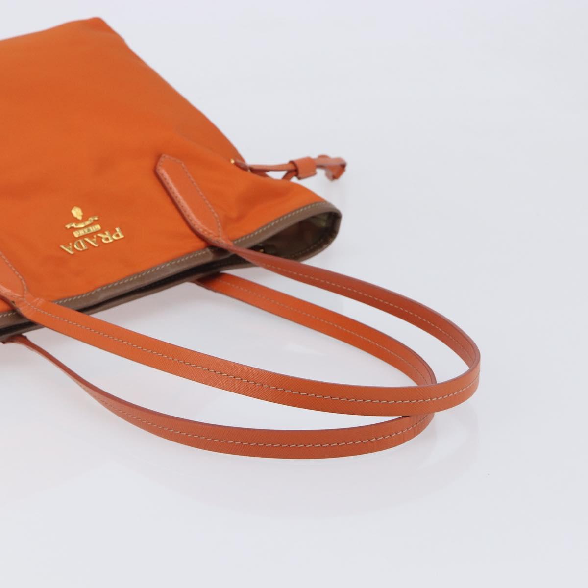 PRADA Tote Bag Nylon Orange Gold Auth 212022V