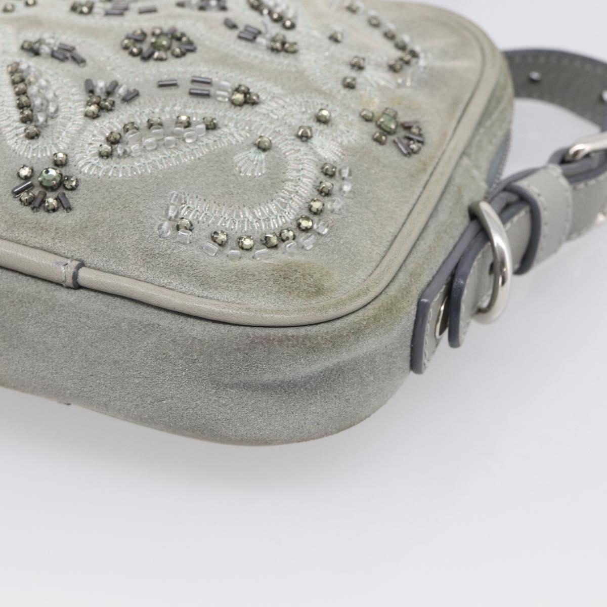 LOEWE Bijoux Shoulder Bag Suede Gray Silver Auth 212023