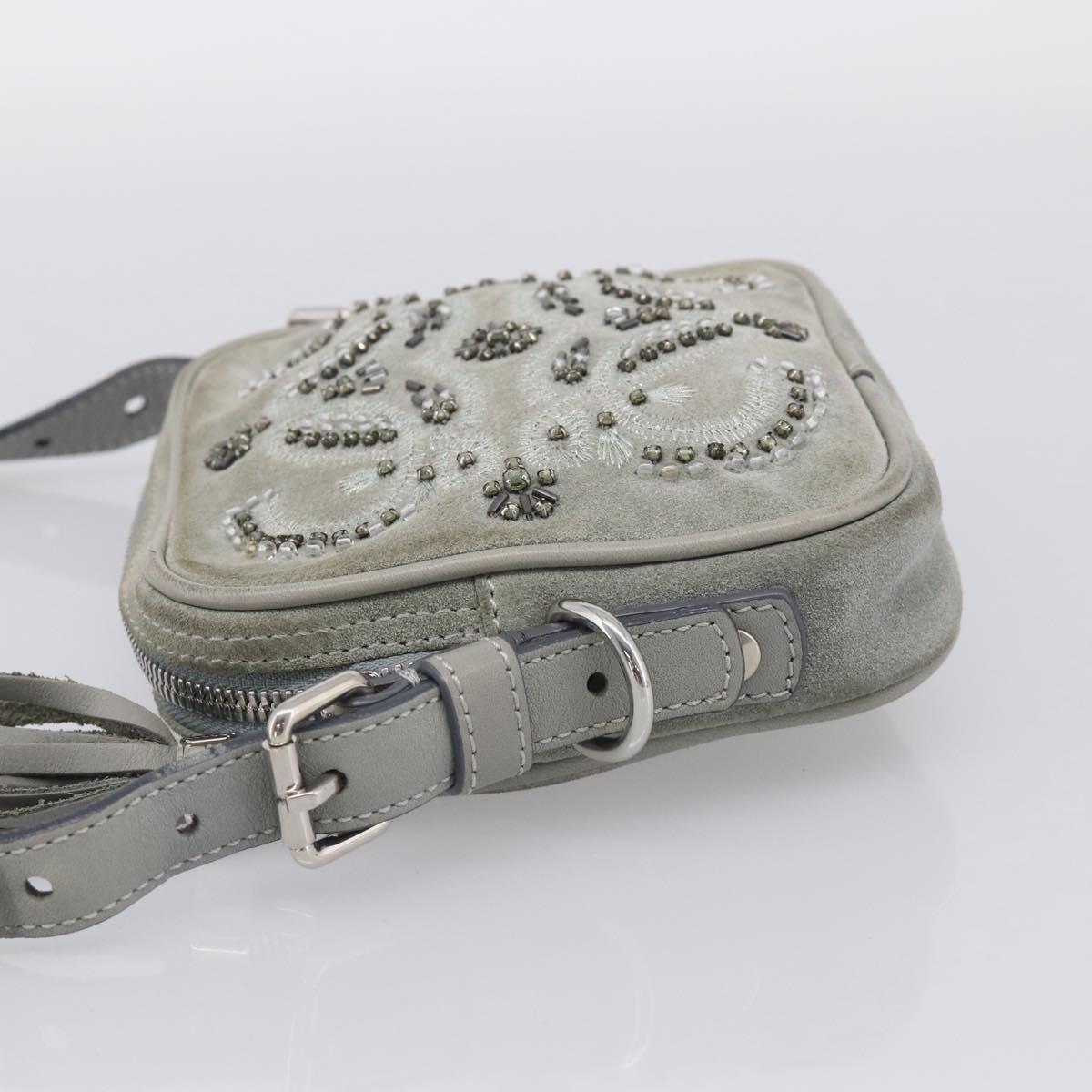 LOEWE Bijoux Shoulder Bag Suede Gray Silver Auth 212023