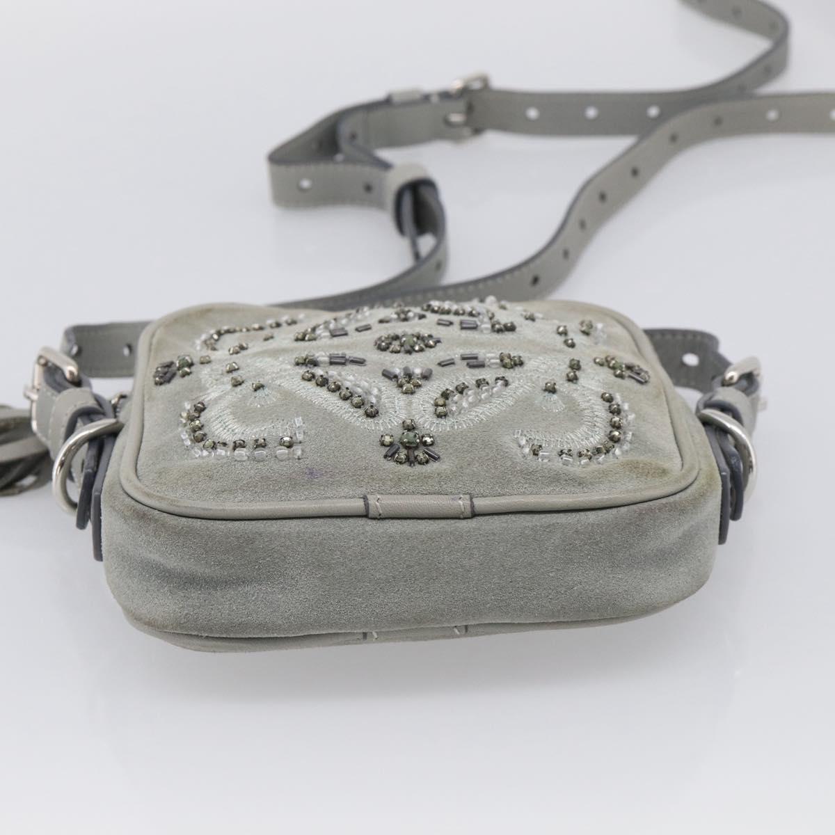 LOEWE Bijoux Shoulder Bag Suede Gray Silver Auth 212023