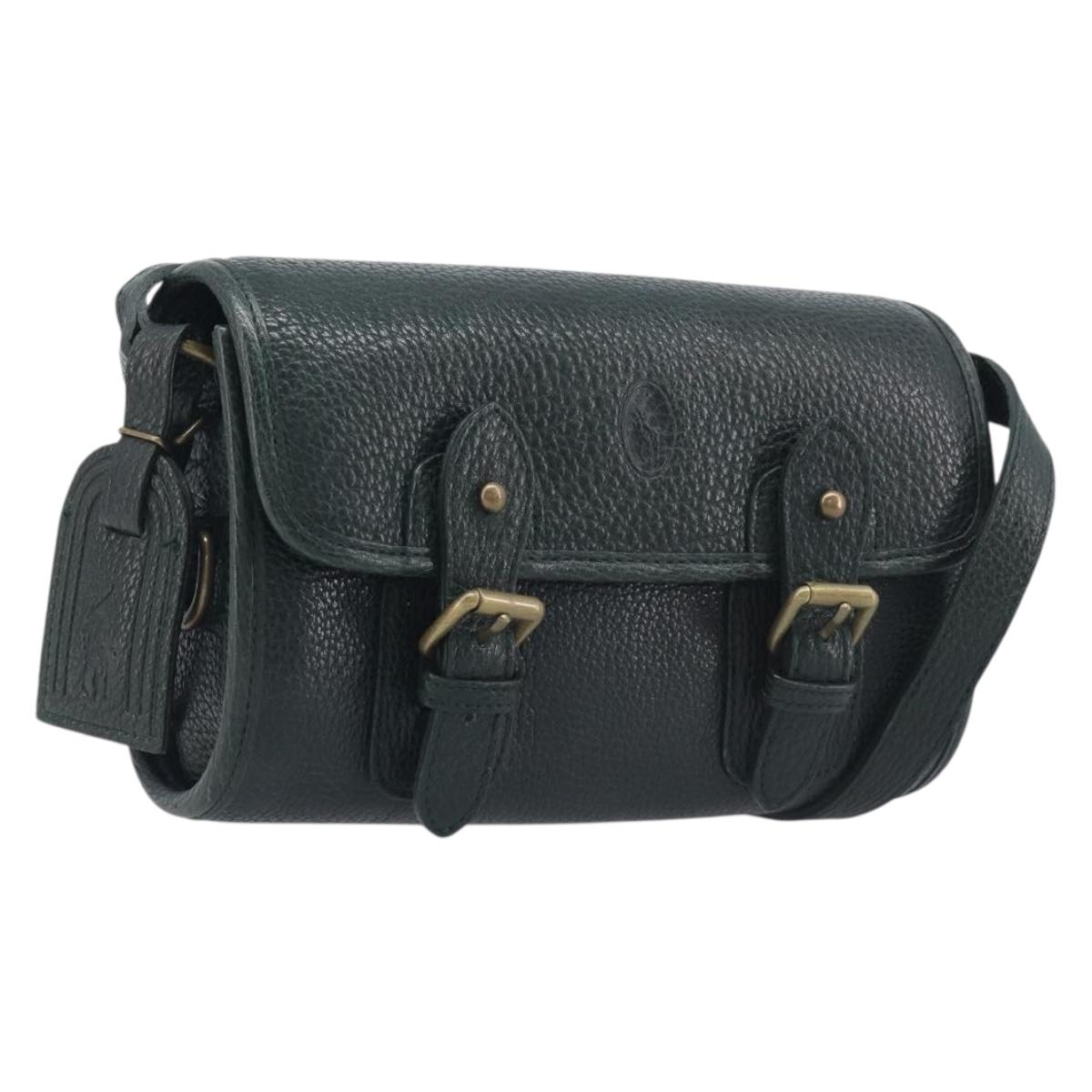 Polo Ralph Lauren Shoulder Bag Leather Green Gold Auth 212027A