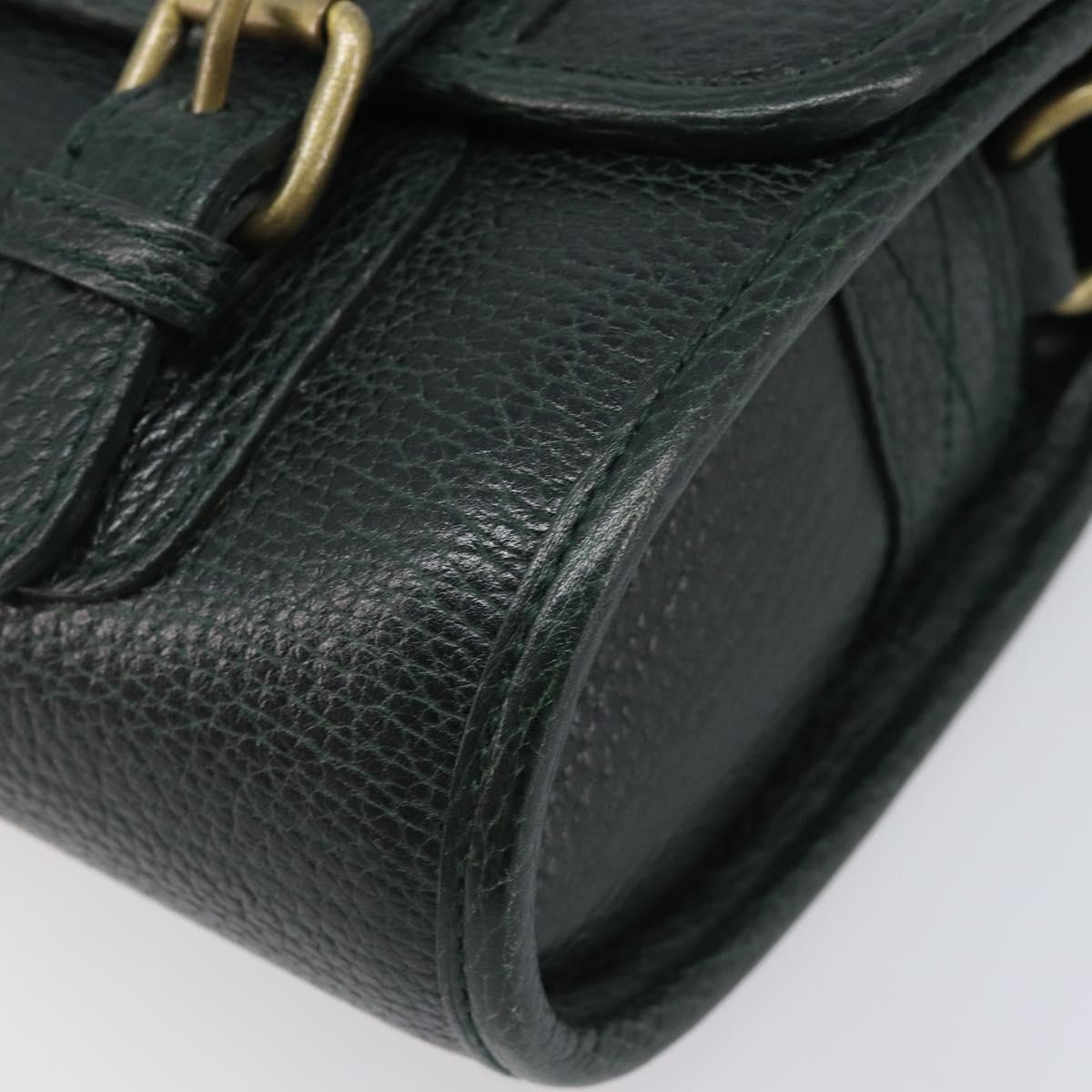 Polo Ralph Lauren Shoulder Bag Leather Green Gold Auth 212027A