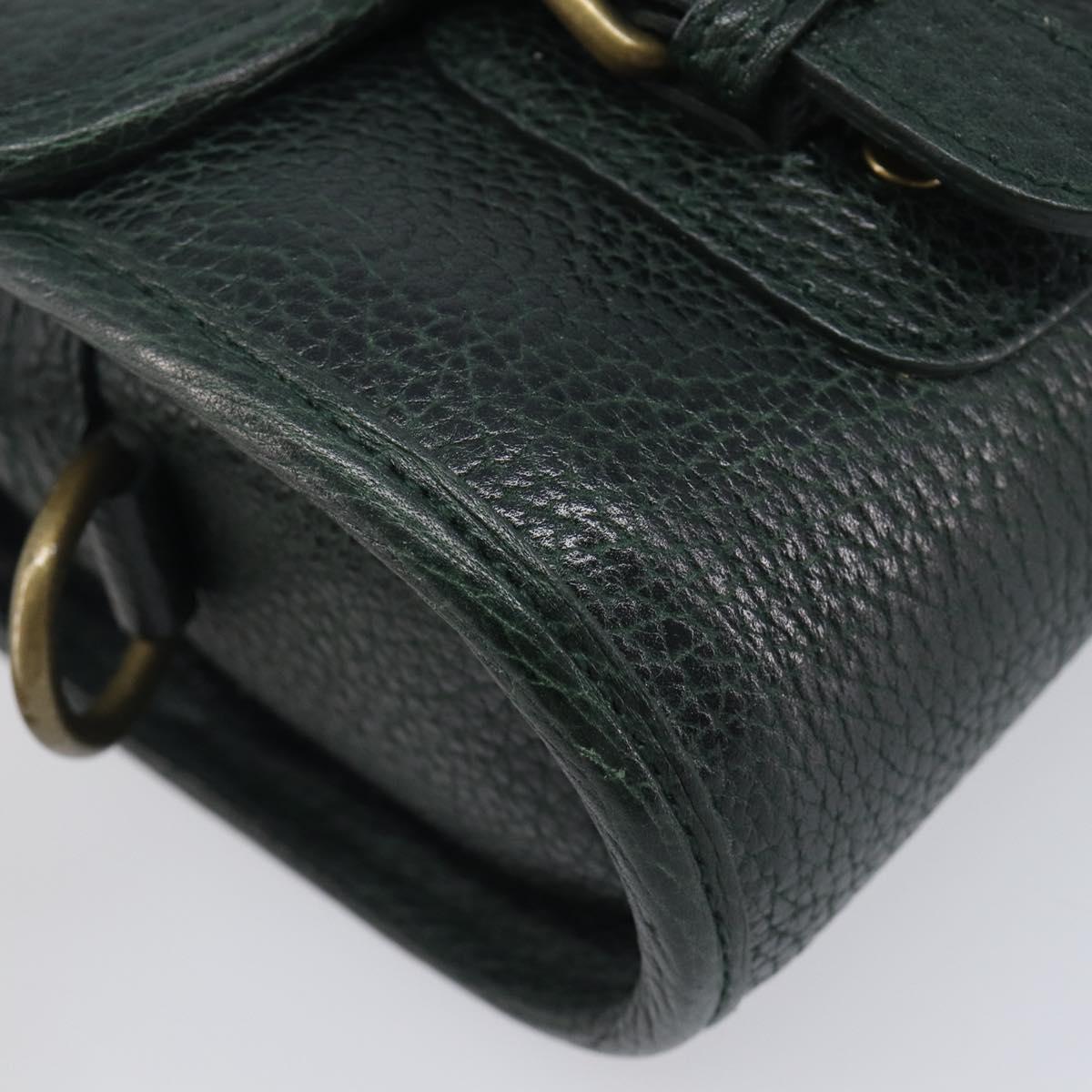 Polo Ralph Lauren Shoulder Bag Leather Green Gold Auth 212027A