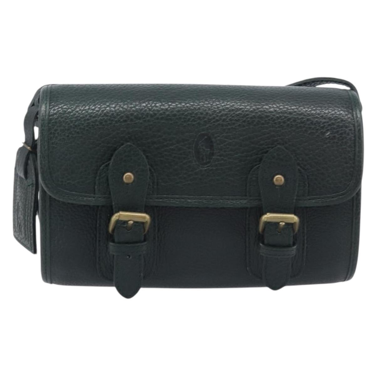 Polo Ralph Lauren Shoulder Bag Leather Green Gold Auth 212027A