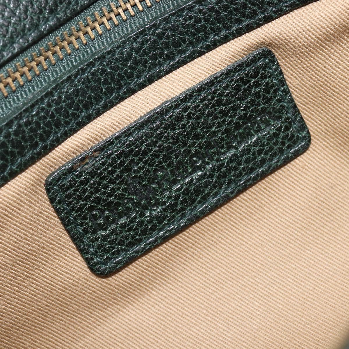 Polo Ralph Lauren Shoulder Bag Leather Green Gold Auth 212027A