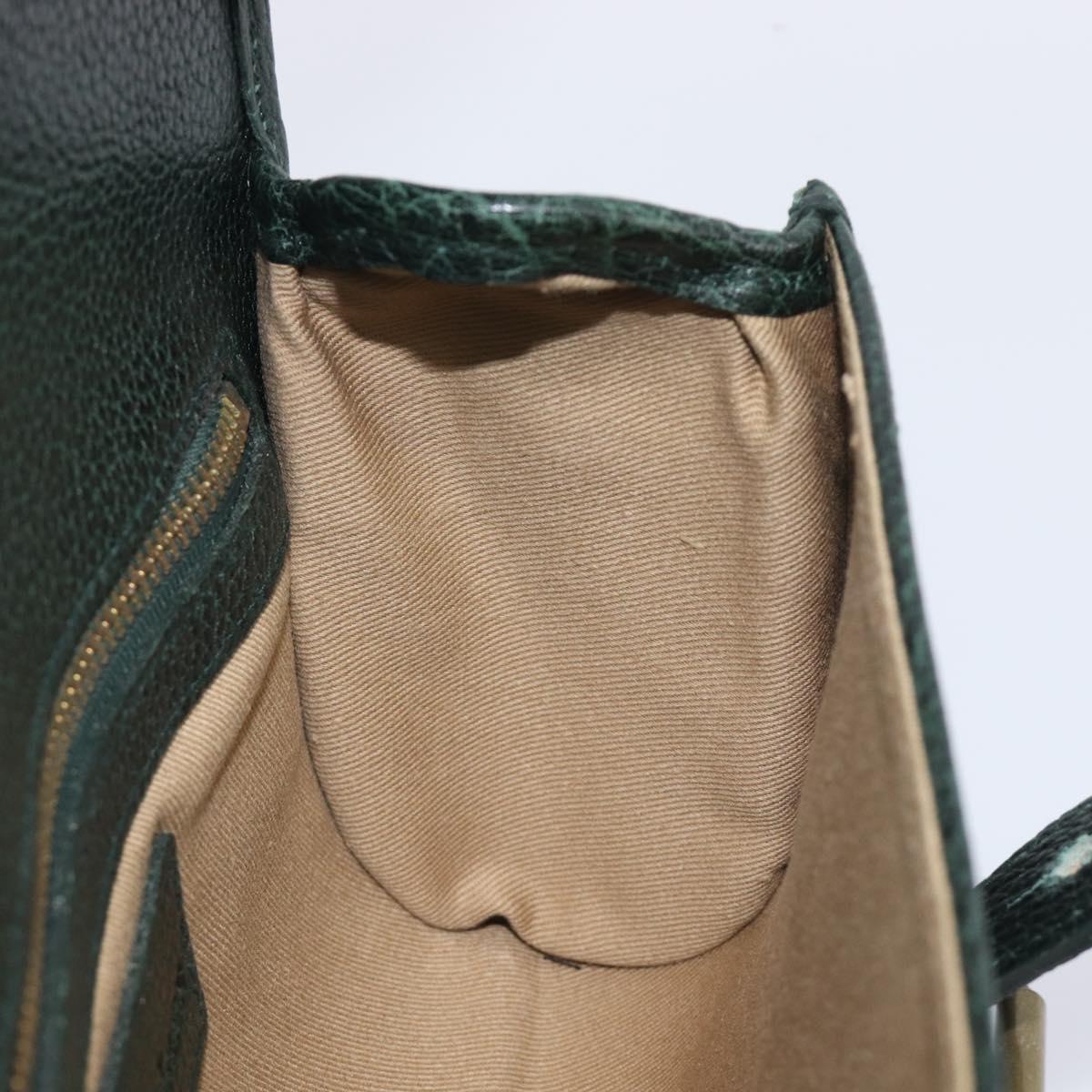 Polo Ralph Lauren Shoulder Bag Leather Green Gold Auth 212027A